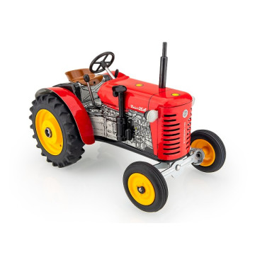 Traktor Zetor 25A červený na klíček kov 15cm 1:25 v krabičce Kovap