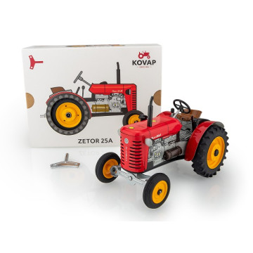 Traktor Zetor 25A červený na klíček kov 15cm 1:25 v krabičce Kovap