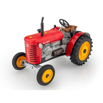 Traktor Zetor 25A červený na klíček kov 15cm 1:25 v krabičce Kovap