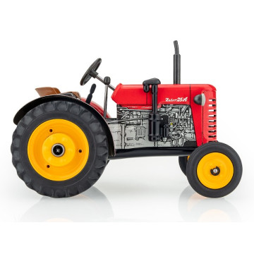 Traktor Zetor 25A červený na klíček kov 15cm 1:25 v krabičce Kovap