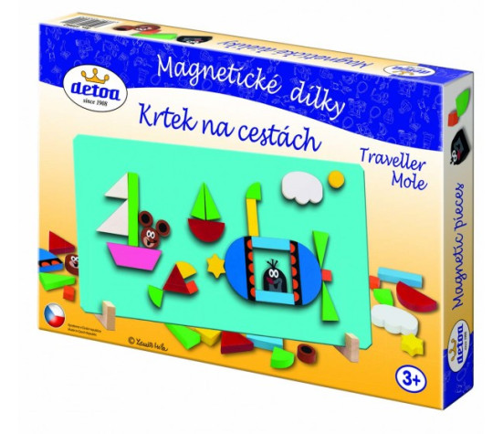 Magnetické dílky Krtek na cestách dřevo 31ks v krabici 34x23x3cm