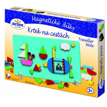 Magnetické dílky Krtek na cestách dřevo 31ks v krabici 34x23x3cm