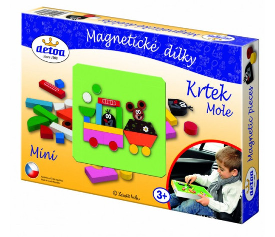 Magnetické dílky mini Krtek dřevo 27ks v krabici 27x19x3cm