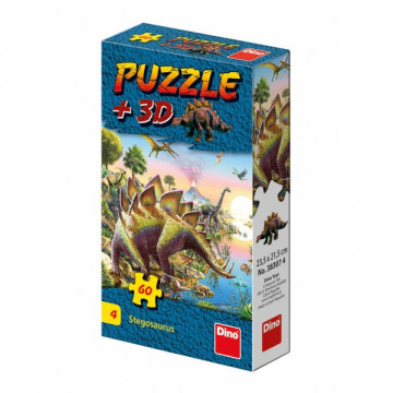 Puzzle Dinosauři 23,5x21,5cm 60 dílků + figurka 6 druhů v krabičce 24ks v boxu