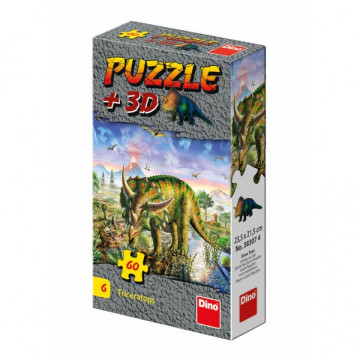 Puzzle Dinosauři 23,5x21,5cm 60 dílků + figurka 6 druhů v krabičce 24ks v boxu