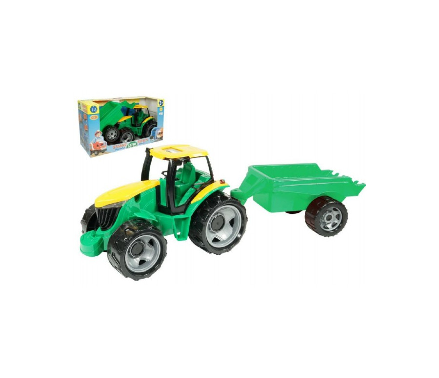 Traktor plast bez lžíce a bagru s vozíkem v krabici 71x35x29cm