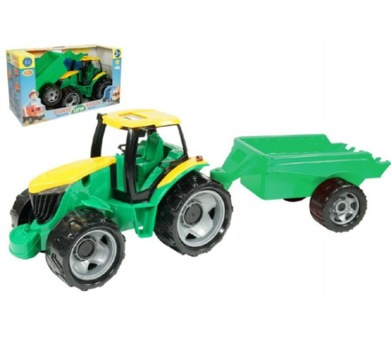 Traktor plast bez lžíce a bagru s vozíkem v krabici 71x35x29cm