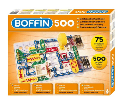 Stavebnice Boffin 500 elektronická 500 projektů na baterie 75ks v krabici 50x39x5cm