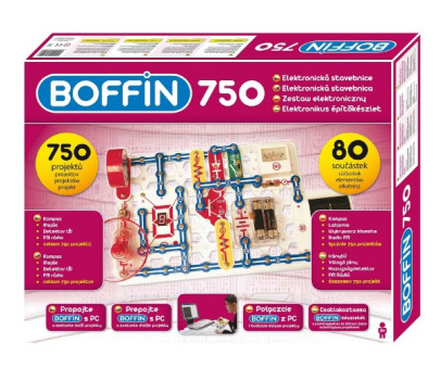 Stavebnice Boffin 750 elektronická 750 projektů na baterie 80ks v krabici 52x40x8cm