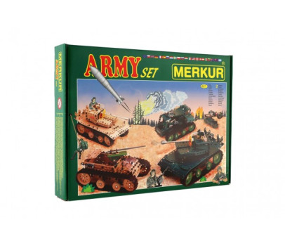 Stavebnice MERKUR Army Set 674ks 2 vrstvy v krabici 36x27x5,5cm