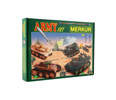 Stavebnice MERKUR Army Set 674ks 2 vrstvy v krabici 36x27x5,5cm