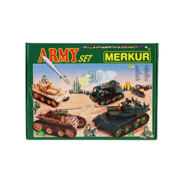 Stavebnice MERKUR Army Set 674ks 2 vrstvy v krabici 36x27x5,5cm