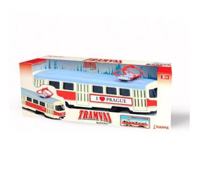 Tramvaj Tatra T3 česká kovová 16cm I LOVE PRAGUE retro na zpětný chod v krabičce 20x8x6cm CZ design