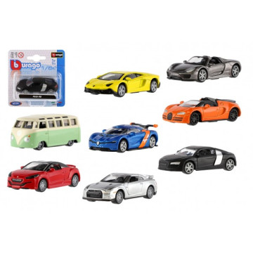 Auto Bburago 7-8cm 1:64 kov/plast mix druhů na kartě