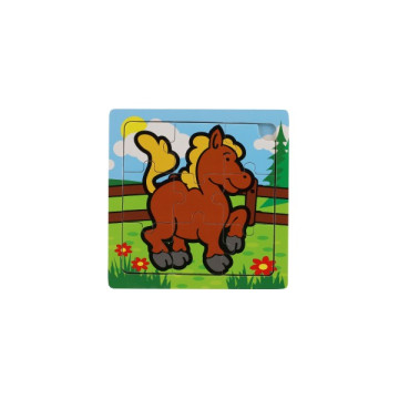 Mini puzzle dřevěné 9 dílků Moje první zvířátka pro nejmenší 15x15x0,8cm 6 druhů MPZ 12m+