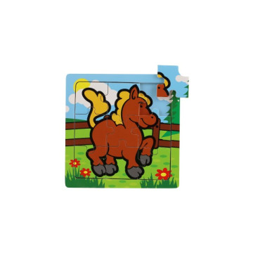 Mini puzzle dřevěné 9 dílků Moje první zvířátka pro nejmenší 15x15x0,8cm 6 druhů MPZ 12m+