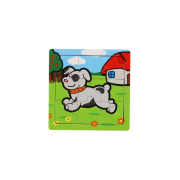 Mini puzzle dřevěné 9 dílků Moje první zvířátka pro nejmenší 15x15x0,8cm 6 druhů MPZ 12m+