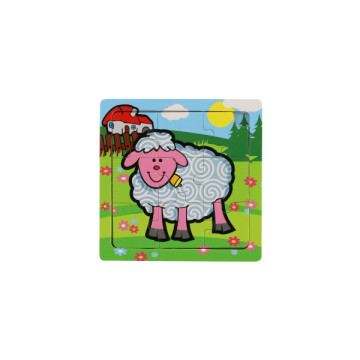 Mini puzzle dřevěné 9 dílků Moje první zvířátka pro nejmenší 15x15x0,8cm 6 druhů MPZ 12m+