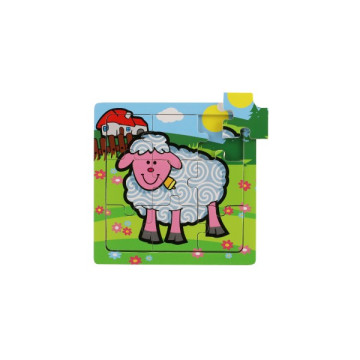 Mini puzzle dřevěné 9 dílků Moje první zvířátka pro nejmenší 15x15x0,8cm 6 druhů MPZ 12m+