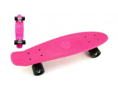 Skateboard - pennyboard 60cm nosnost 90kg, kovové osy, růžová barva, černá kola