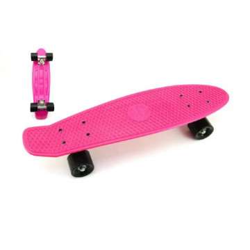 Skateboard - pennyboard 60cm nosnost 90kg, kovové osy, růžová barva, černá kola