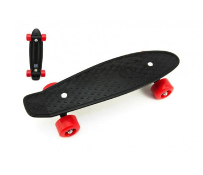 Skateboard - pennyboard 43cm, nosnost 60kg kovové osy, černá, červená kola