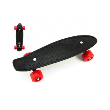 Skateboard - pennyboard 43cm, nosnost 60kg kovové osy, černá, červená kola