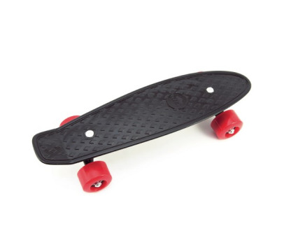 Skateboard - pennyboard 43cm, nosnost 60kg kovové osy, černá, červená kola