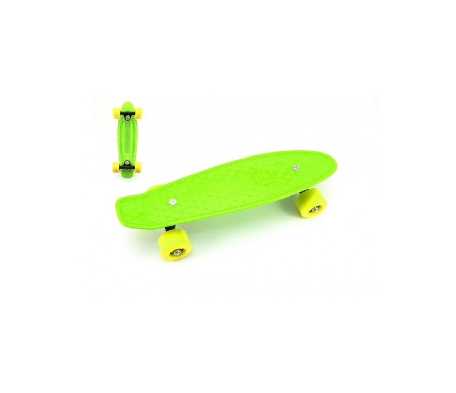 Skateboard - pennyboard 43cm, nosnost 60kg kovové osy, zelená, žlutá kola