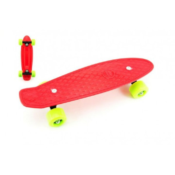 Skateboard - pennyboard 43cm, nosnost 60kg kovové osy, červený, zelená kola