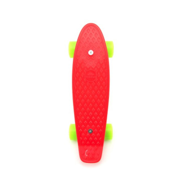 Skateboard - pennyboard 43cm, nosnost 60kg kovové osy, červený, zelená kola