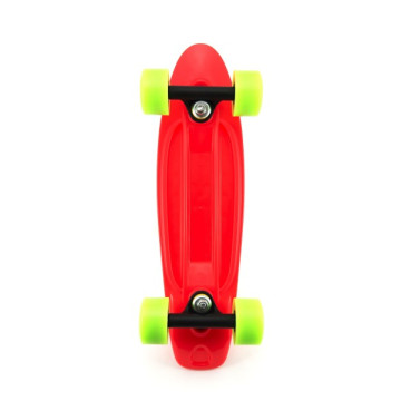 Skateboard - pennyboard 43cm, nosnost 60kg kovové osy, červený, zelená kola