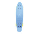 Skateboard - pennyboard 60cm nosnost 90kg, kovové osy, modrá barva, žlutá kola