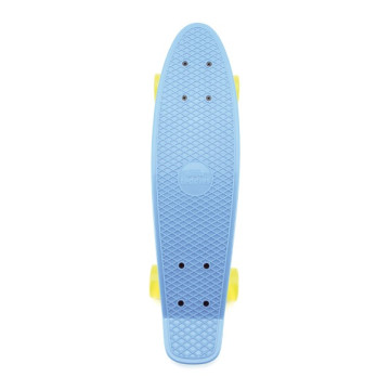 Skateboard - pennyboard 60cm nosnost 90kg, kovové osy, modrá barva, žlutá kola