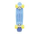 Skateboard - pennyboard 60cm nosnost 90kg, kovové osy, modrá barva, žlutá kola