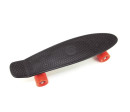 Skateboard - pennyboard 60cm nosnost 90kg, kovové osy, černá barva, oranžová kola