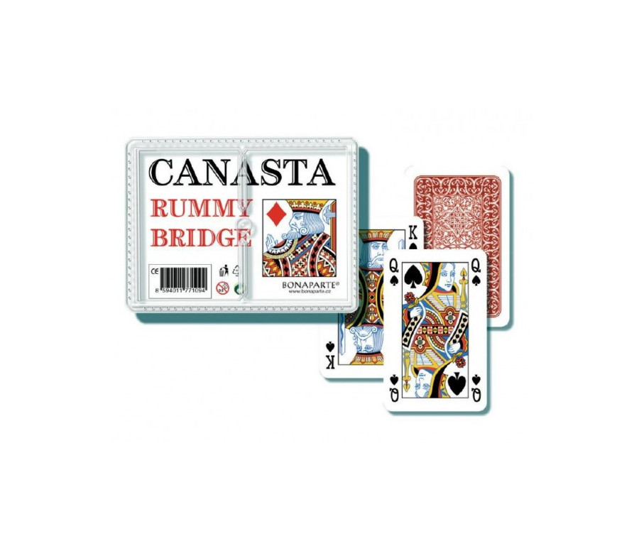 Canasta společenská hra - karty 108ks v plastové krabičce 12,5x10,5x2cm