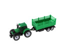 Traktor s přívěsem plast 28cm 2 barvy v krabičce