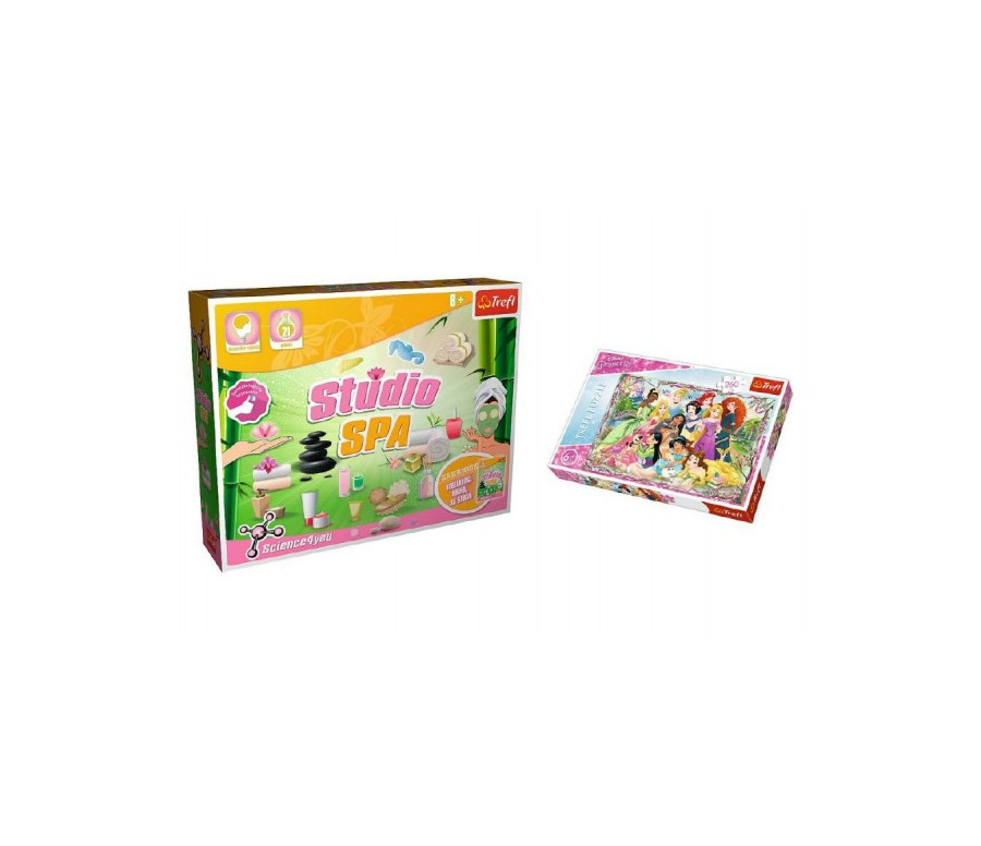 PACK Science for you Studio SPA 21 pokusů + Puzzle Disney Princezny 260 dílků v krabici 40x26x13cm