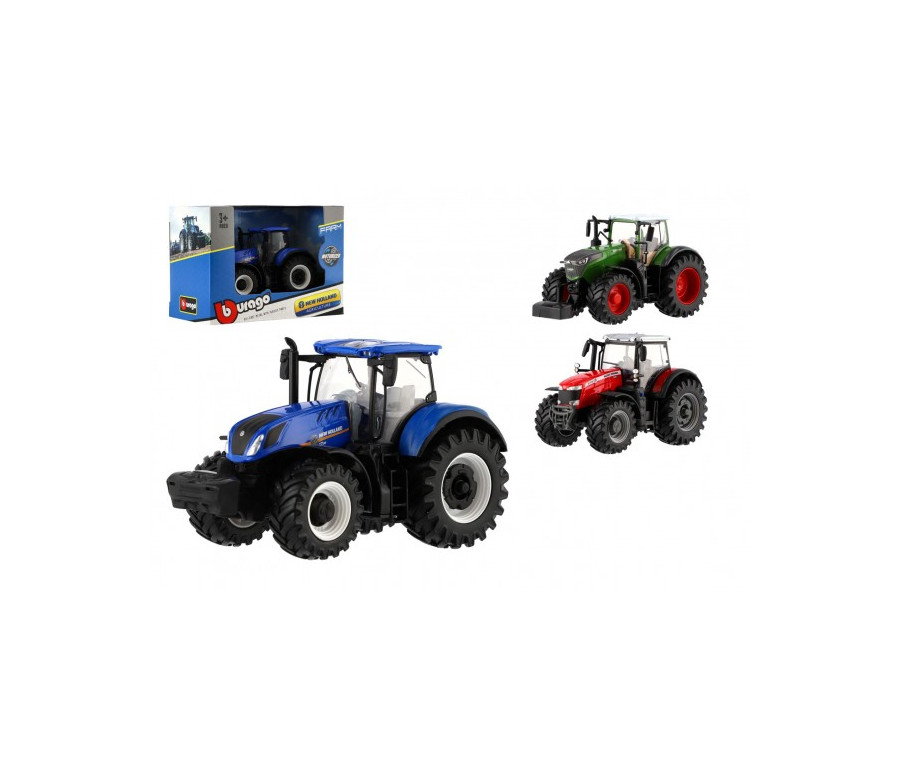 Traktor Bburago Fendt 1050 Vario/New Holland kov/plast 13cm 2 druhy v krabičce 15x11x8cm