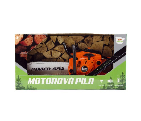 Motorová pila plast 40cm na baterie se zvukem v krabici 42x21,5x11cm