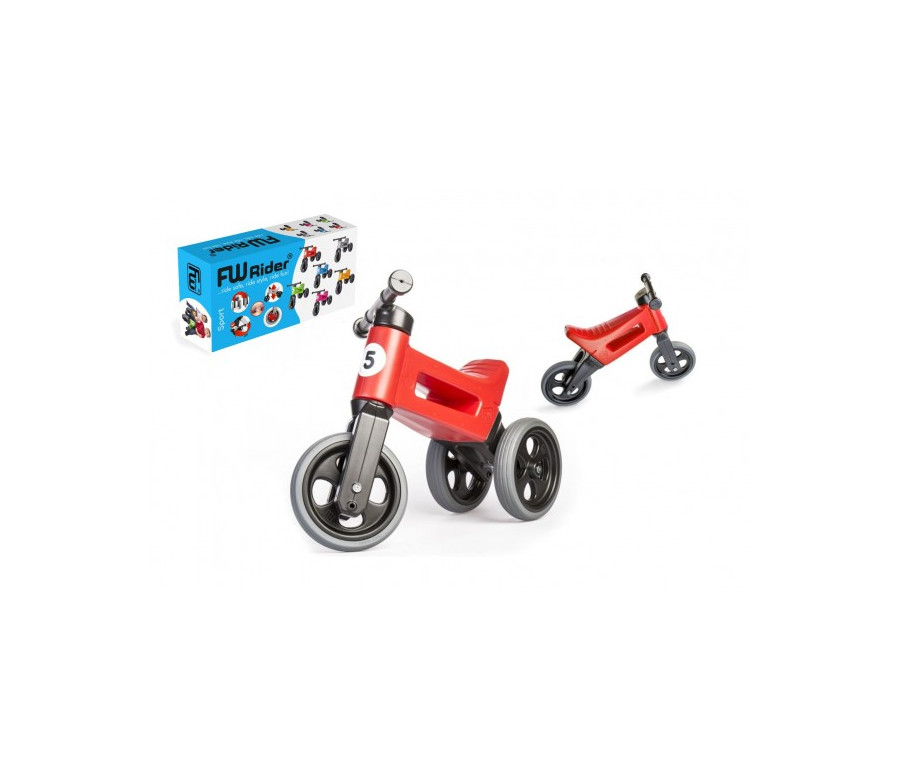 Odrážedlo FUNNY WHEELS Rider Sport červené 2v1, výška sedla 28/30cm nosnost 25kg 18m+ v krabici