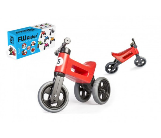 Odrážedlo FUNNY WHEELS Rider Sport červené 2v1, výška sedla 28/30cm nosnost 25kg 18m+ v krabici