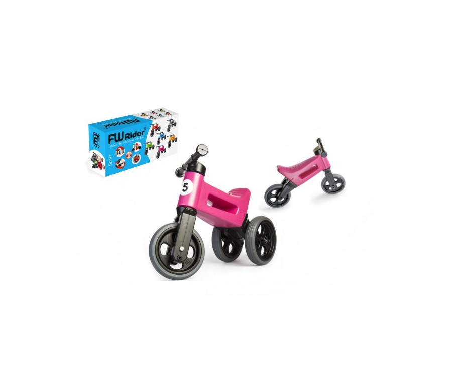 Odrážedlo FUNNY WHEELS Rider Sport růžové 2v1, výška sedla 28/30cm nosnost 25kg 18m+ v krabici