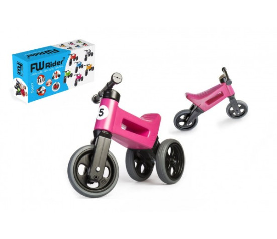 Odrážedlo FUNNY WHEELS Rider Sport růžové 2v1, výška sedla 28/30cm nosnost 25kg 18m+ v krabici