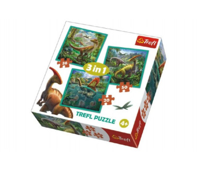 Puzzle 3v1 Svět Dinosaurů 20x19,5cm v krabici 28x28x6cm