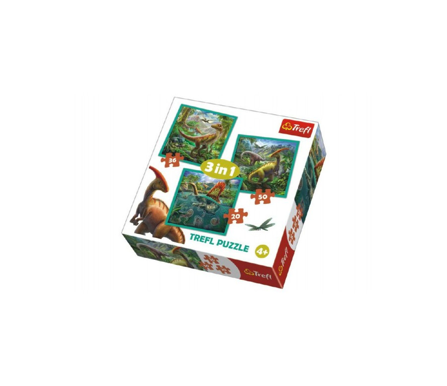 Puzzle 3v1 Svět Dinosaurů 20x19,5cm v krabici 28x28x6cm