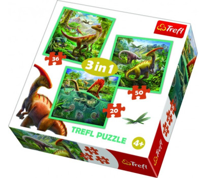 Puzzle 3v1 Svět Dinosaurů 20x19,5cm v krabici 28x28x6cm