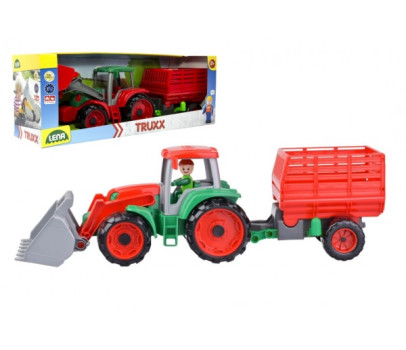 Auto Truxx traktor nakladač s přívěsem na seno s figurkou v krabici 53x19x16cm 24m+