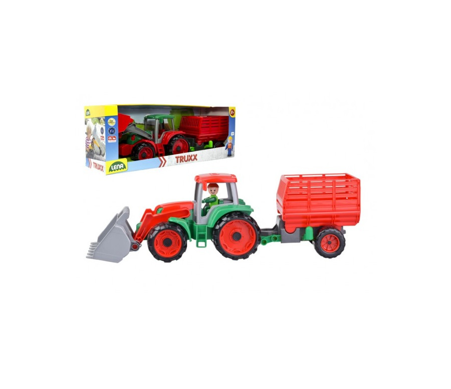 Auto Truxx traktor nakladač s přívěsem na seno s figurkou v krabici 53x19x16cm 24m+